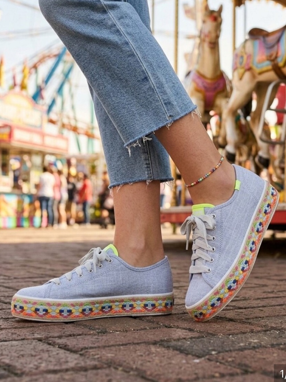 Keds Triple Kick Aztec Geo Embroidered Platform Sneaker Sz 9